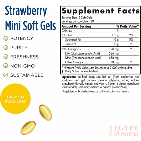 Nordic Naturals Ultimate Omega 2X Teen, Strawberry - 60 Mini Soft Gels - 1120 mg Total Omega-3s with EPA & DHA - Brain Health, Positive Mood, Social Development, Learning - Non-GMO - 30 Servings