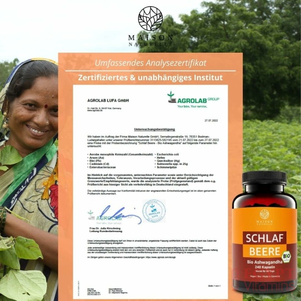 MAISON NATURELLE® Organic Ashwagandha Capsules (Pack of 240, 650 mg per Capsule) - 100% Genuine Ashwaganda - Ground from India & High Dosage, Ashwagandha