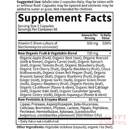 ingredients of Garden of Life Raw Vitamin Code Vitamin C
