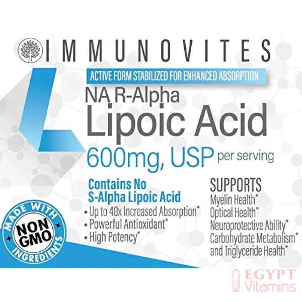 IMMUNOVITES Stabilized R-Alpha Lipoic Acid ((True)) 600mg per Serving [[High Potency & up to 40x Increased Absorption]] (Na R-ALA) (Na R-LA) (Na R-Lipoate) (1 Bottle) - Image 3