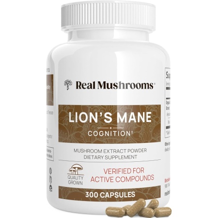 Real Mushrooms, Lions Mane Mushroom, 300 Capsules