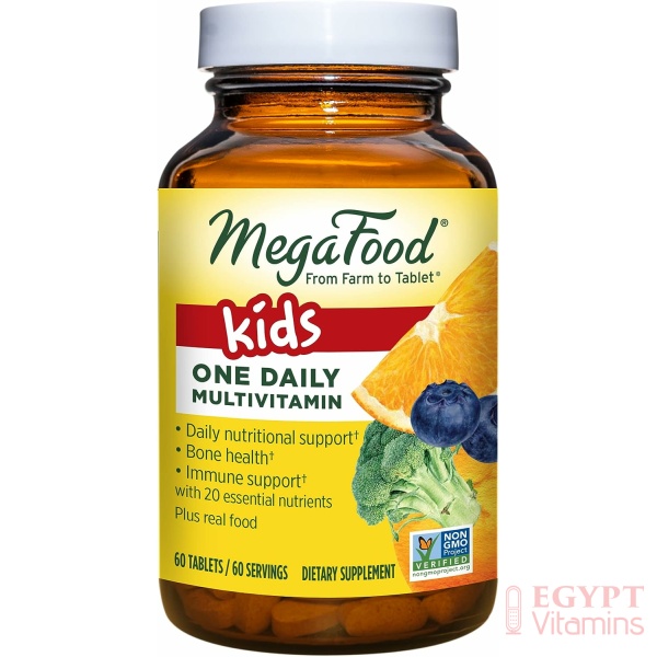 MegaFood Kids One Daily - Kids Vitamins - With Vitamin B, Vitamin C, Vitamin D & Zinc - Bone Health & Immune Support Supplement - Non-GMO, Vegetarian, Made Without 9 Food Allergens - 60 Mini Tabs