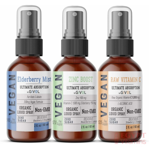 GIVOL immunity Pack Liquid Vitamins (Pack of 3) Zinc Picolinate, L-Ascorbic Acid & Berry of Sambucus NIGRA- Natural Immune System Support - Vitamin C, Elderberry & Zinc- Vegan Non-GMO Gluten-Free