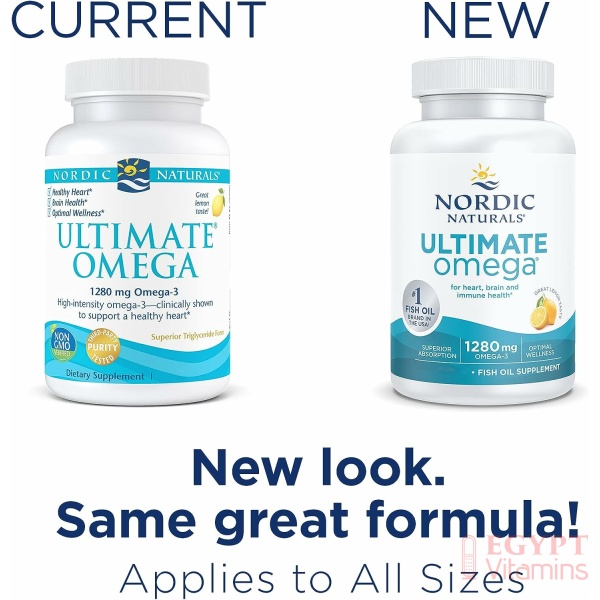 Nordic Naturals Ultimate Omega, Lemon Flavor - 180 Soft Gels - 1280 mg Omega-3 - High-Potency Omega-3 Fish Oil with EPA & DHA - Promotes Brain & Heart Health - Non-GMO - 90 Servings