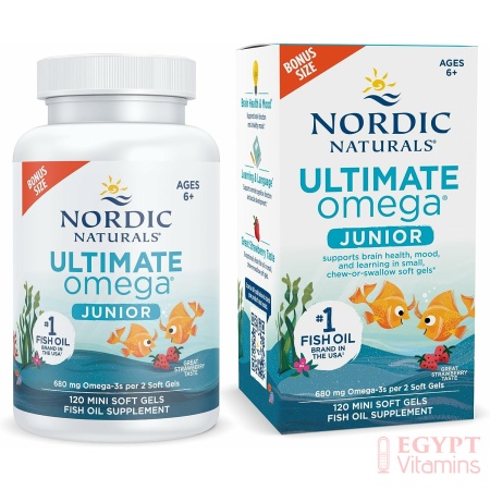 Nordic Naturals Ultimate Omega Jr., Strawberry - 120 Mini Soft Gels - 680 Total Omega-3s with EPA & DHA - Brain Health, Mood, Learning - Non-GMO - 60 Servings