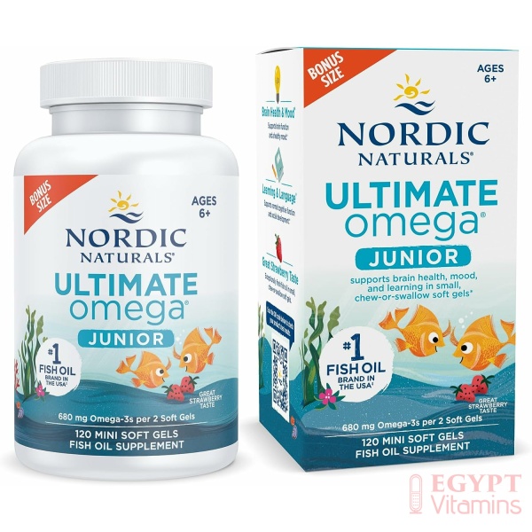 Nordic Naturals Ultimate Omega Jr., Strawberry - 120 Mini Soft Gels - 680 Total Omega-3s with EPA & DHA - Brain Health, Mood, Learning - Non-GMO - 60 Servings