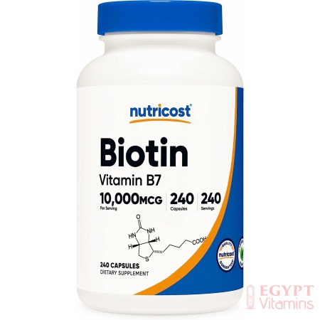 Nutricost Biotin (Vitamin B7) 10,000mcg (10mg) Vitamin Supplement, 240 Capsules - Vegetarian, Gluten Free, Quick Release, Non-GMO