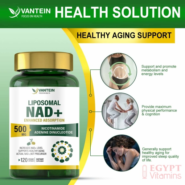 Liposomal NAD+ 500 mg Supplement, Ultra Purity High Absorption, Boost NAD+ More Efficient Than NMN, Nicotinamide Riboside Alternative for Anti-Aging & Antioxidant, Metabolism and Energy - 120 Veg Caps