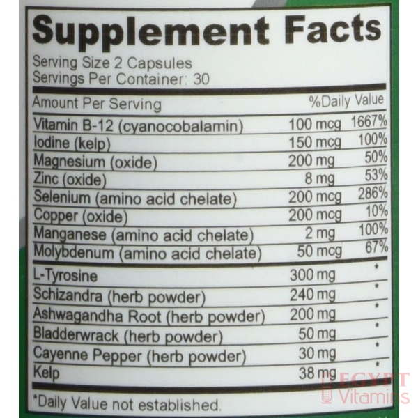 NusaPure Premium Thyroid Support Supplement , 120 caps for with Ashwaganda, Iodine, Zinc, kelp, Vitamin B12, L-Tyrosine, Selenium, Copper من نوزابيور لدعم صحة الغده الدرقيه عبوه 120 كبسوله - Image 5