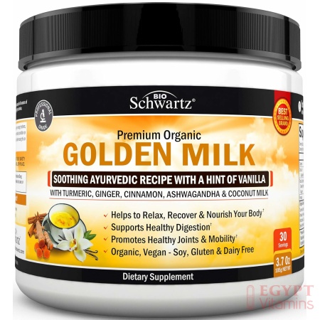 Organic Keto Golden Milk Powder with Ashwagandha & Turmeric - For Relaxation & Recovery - Promotes Healthy Joints & Mobility - Supports Healthy Digestion -Soothing Ayurvedic Blend with Vanilla