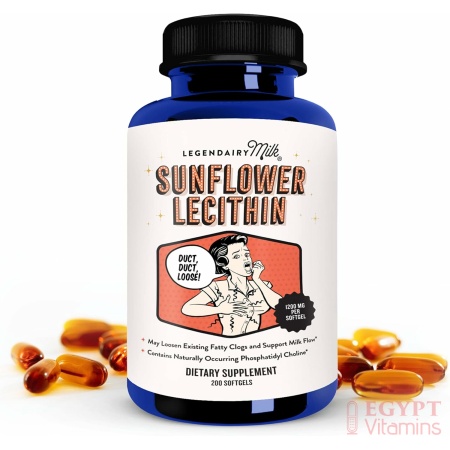 Legendairy Milk Sunflower Lecithin, 1200mg Organic Supplement for Clogged Milk Ducts, 200 Softgels