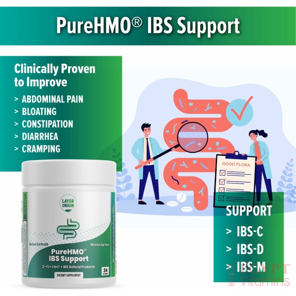 Layer Origin PureHMO IBS Support - Clinically Tested Super Prebiotic + Super Probiotic to Relieve IBS Symptoms - Reduce Inflammation, Strengthen Gut Barriers, and Restore Your Gut Functions - Image 5