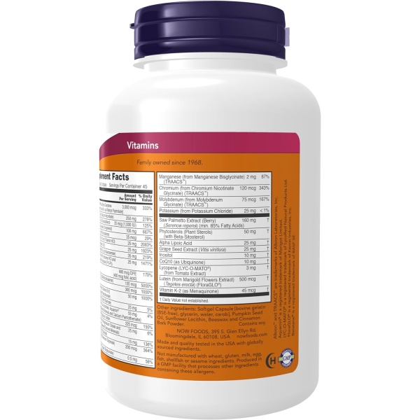 ADAM Men’s Multivitamin with Saw Palmetto & CoQ10, Ingredients