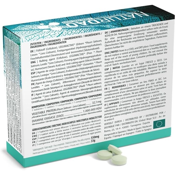 NATURDAO – DAO Enzyme Supplement for Histamine Intolerance – 1,000,000 HDU, 60 Tablets.