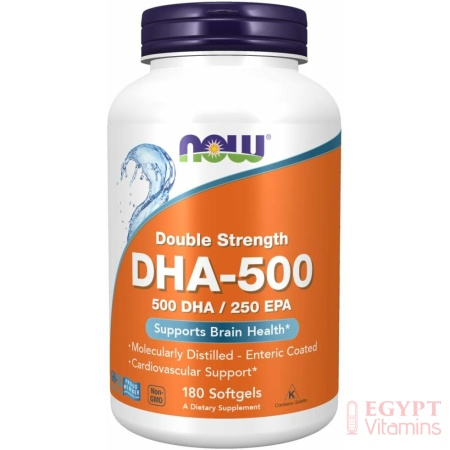 NOW Supplements, DHA-500 with 250 EPA, Molecularly Distilled, Supports Brain Health, 180 Softgels