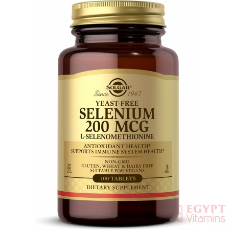 Solgar Selenium 200 mcg, Supports Antioxidant & Immune System Health - 100 Tabletsسولجار السيلينيوم النباتى 200 ميكروجرام ، لصحة الجهاز المناعى ولصحة الجلد ، 100 حباية