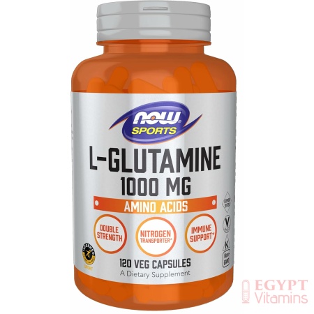 NOW Sports Nutrition, L-Glutamine, Double Strength 1,000 mg, Amino Acid, 120 Veg Capsules