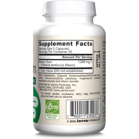 ingredients of Jarrow Formulas Mastic Gum 1000 mg, Dietary Supplement for Gastrointestinal Health Support, 60 Veggie Capsules