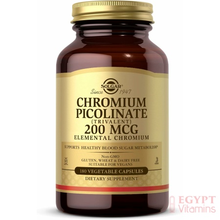 Solgar Chromium Picolinate 200 mcg, 180 Vegetable Capsules - Supports Healthy Blood Sugar Metabolism - 180 Servings