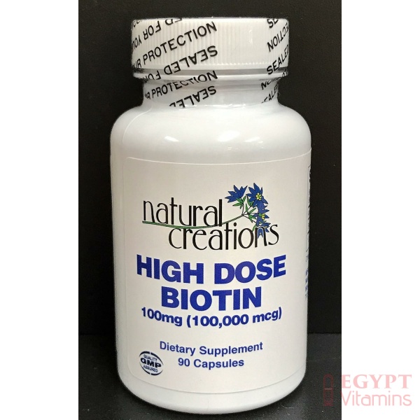 Natural Creations High Dose Biotin 100mg (100,000mcg) ,90 Capsules