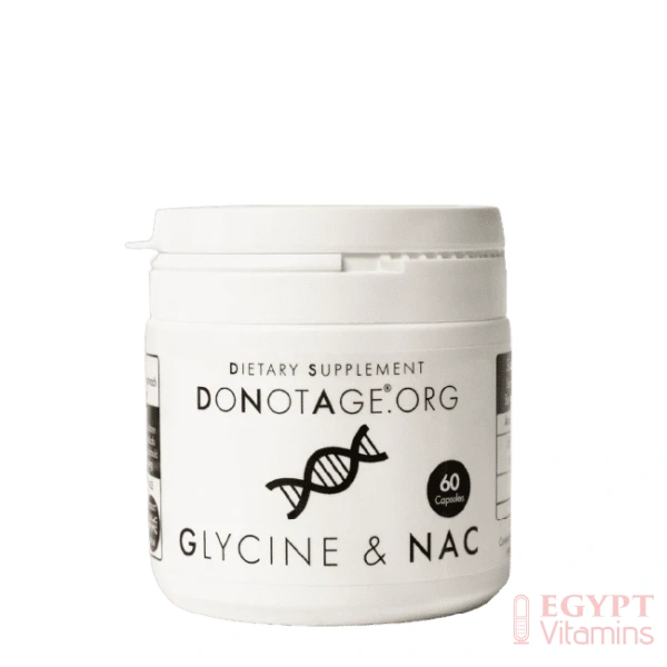 Do Not Age Glycine & NAC provides 300 mg of glycine and N-acetyl-cysteine per capsule. Known as GlyNAC in research. Raw materials for glutathione production. 60