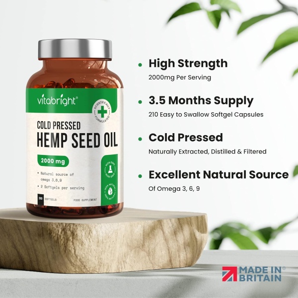 VitaBright Hemp Seed Oil Capsules 2000mg Features