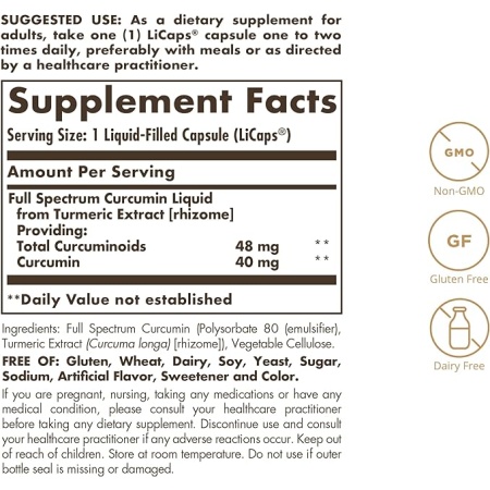 Solgar, Full Spectrum Curcumin, Ingredients