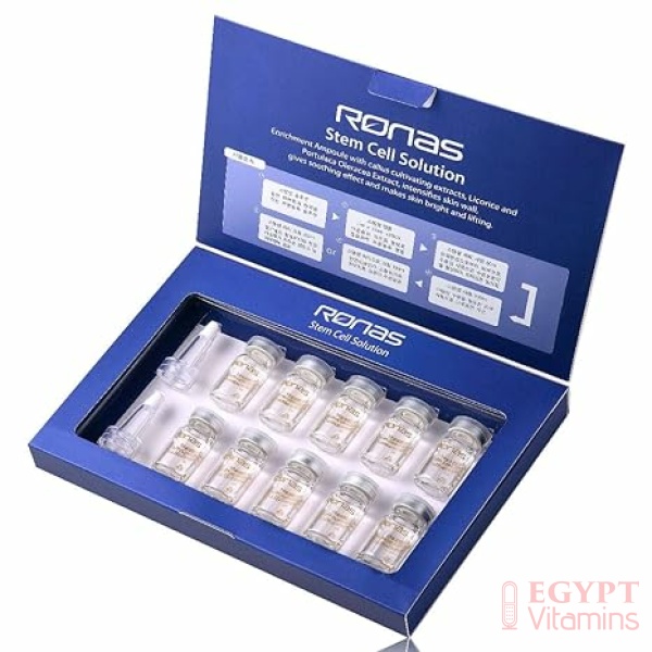Ronas Stem Cell Solution ampoules Anti Aging Formula Best Anti Aging Serum Plant Stem Cells Hyaluronic Acid Restore Replenish Skin Smooth Wrinkles All Skin type 0.16oz 10vial