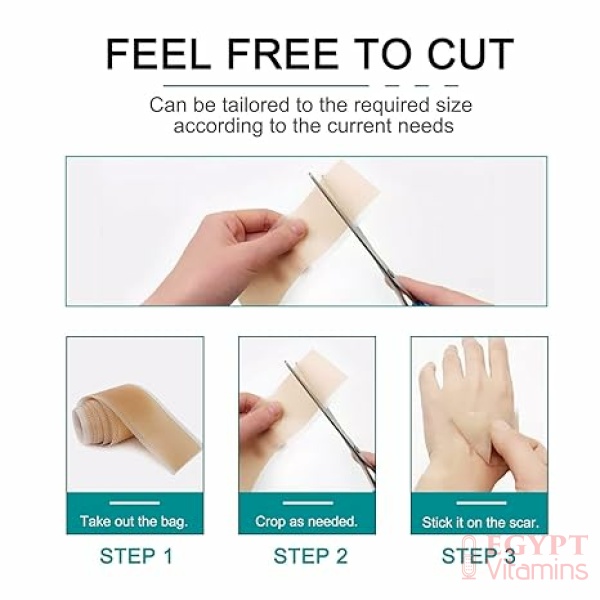 ⁦Silicone Scar Sheets (1.6” x 120” Roll-3M), Silicone Scar Tape Roll, Scar Silicone Strips, Reusable, Professional Scar Removal Sheets for C-Section, Surgery, Burn, Keloid, Acne et⁩ - الصورة ⁦2⁩