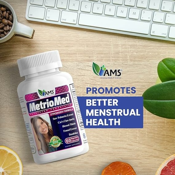 America Medic & Science MetrioMed 60 Capsules | Fertility Supplement for Women | Organic Pills with Black Cohosh, Chasteberry and Red Clover Herbs
