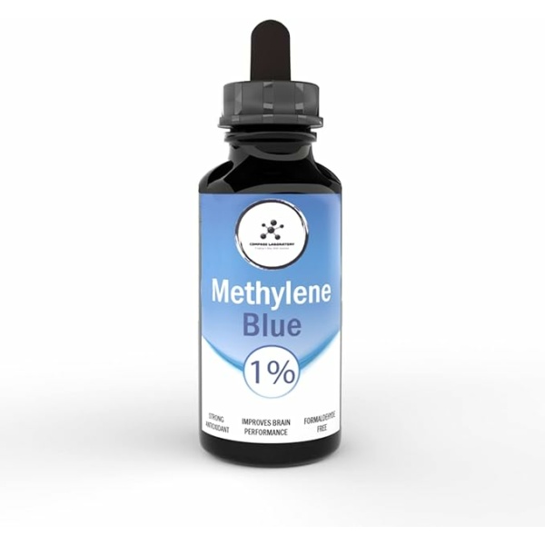 Compass Laboratory Methylene Blue 1% | USP-Grade | Third-Party Tested Brain Health Dietary Supplement | 50ml Glass Dropper Bottle | No Formaldehyde