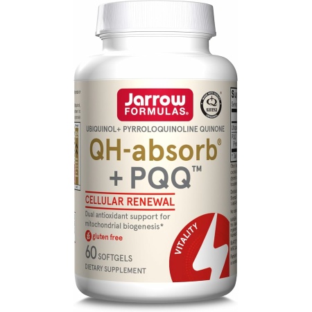 Jarrow Formulas QH-absorb + PQQ - 100 mg Ubiquinol - Up to 60 Servings (Softgels) - Cellular Renewal & Antioxidant Support for Mitochondrial Biogenesis - Dietary Supplement - Gluten Free