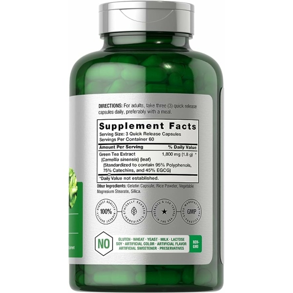Horbäach EGCG Green Tea Extract Pills | 180 Capsules | Max Potency | Non-GMO & Gluten Free Supplement - Image 2
