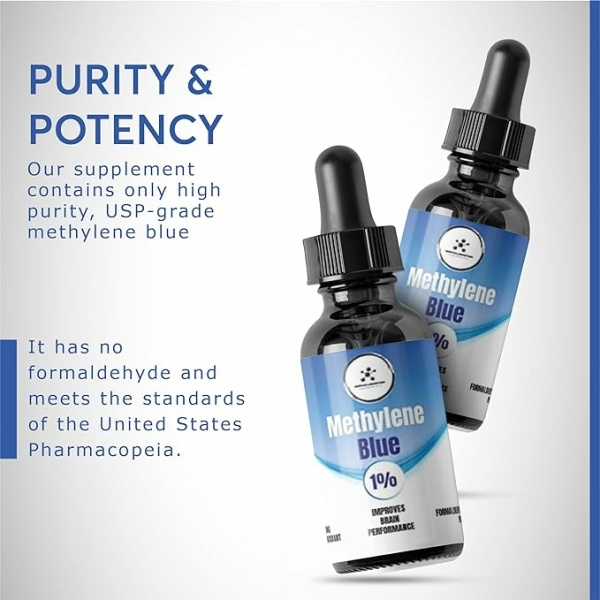 Compass Laboratory Methylene Blue 1% | USP-Grade | Third-Party Tested Brain Health Dietary Supplement | 50ml Glass Dropper Bottle | No Formaldehyde - Image 4