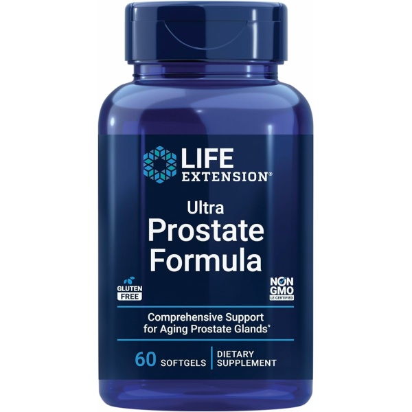 Life Extension Ultra Prostate Formula, saw palmetto for men, pygeum, stinging nettle root, lycopene, 11 nutrients for prostate function, non-GMO, gluten-free, 60 softgels