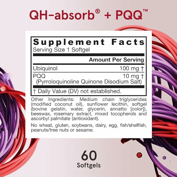 Jarrow Formulas QH-absorb + PQQ - 100 mg Ubiquinol - Up to 60 Servings (Softgels) - Cellular Renewal & Antioxidant Support for Mitochondrial Biogenesis - Dietary Supplement - Gluten Free - Image 2