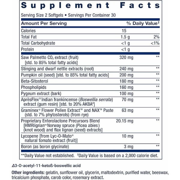 Life Extension Ultra Prostate Formula, saw palmetto for men, pygeum, stinging nettle root, lycopene, 11 nutrients for prostate function, non-GMO, gluten-free, 60 softgels - Image 2