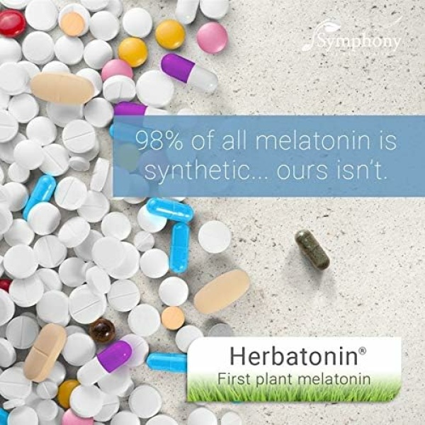 Herbatonin 3mg - The Only Natural Plant Melatonin Natural Sleep Cycle, Body Clock And Circadian Rhythm Support For Jet Lag, 60 Vegan Capsules (60 Day Supply)