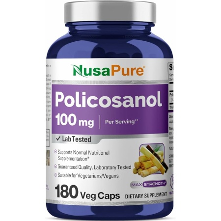 NusaPure Policosanol 100mg 180 Veggie Capsules