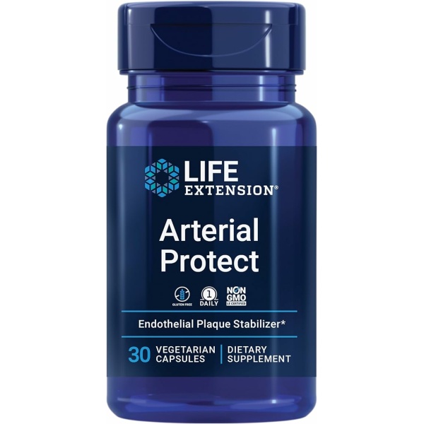 Life Extension Arterial Protect - Blood Pressure Supplement for Heart Health - with gotu kola and Pycnogenol dried French maritime pine bark extracts - Gluten-Free, Non-GMO, Vegetarian - 30 capsules