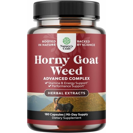 Horny Goat Weed for Male Enhancement - Extra Strength Horny Goat Weed for Men 1590mg Complex with Tongkat Ali Saw Palmetto Extract Panax Ginseng and Black Maca Root for Stamina & Energy - 90 Servings