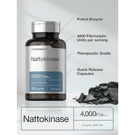 Nattokinase Supplement 4000 FU 150 Capsules Non-GMO, Gluten Free by Horbaach