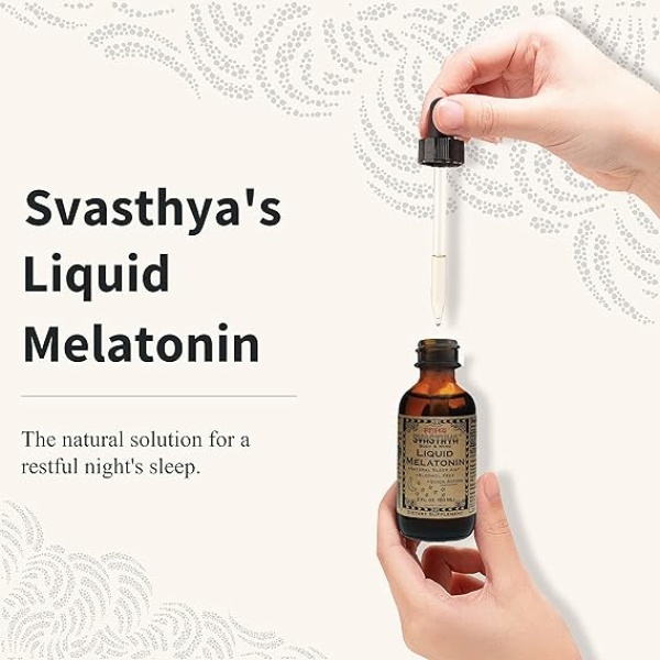 Svasthya Body & Mind Natural Melatonin Liquid Supplement 100% Organic Sleep Aid for Restful Sleep Support Alcohol - Free Melatonin Supplement Stay Asleep Longer