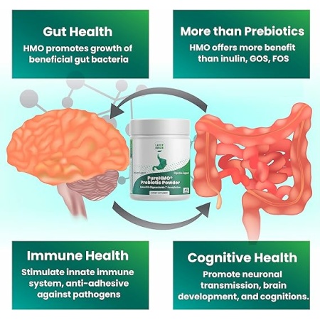 Layer Origin PureHMO Human Milk Oligosaccharide (HMO 2'-FL) Prebiotic Powder - Feed 200 Billion ProbioticsScoop, 45 Servings