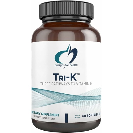 Designs for Health TRI-K - Three Forms of Vitamin K + GG, High Potency Supplement - 2000mcg Vitamin K1, 500mcg K2 MK-4 - Non-GMO + Gluten Free (60 Softgels)