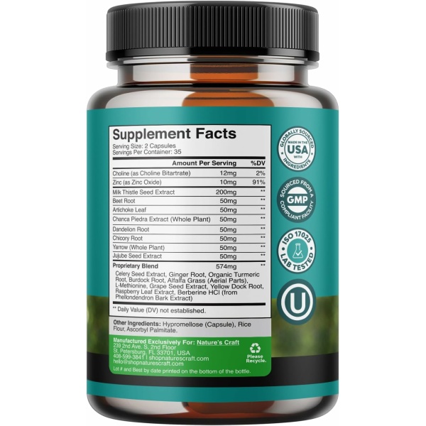 ⁦Liver Cleanse and Detox & Repair Formula - Herbal Liver Support Supplement with Milk Thistle Dandelion Root & Artichoke Extract for Liver Health - Silymarin Milk Thistle Liver Detox Capsules-70 Capsules⁩ - الصورة ⁦2⁩