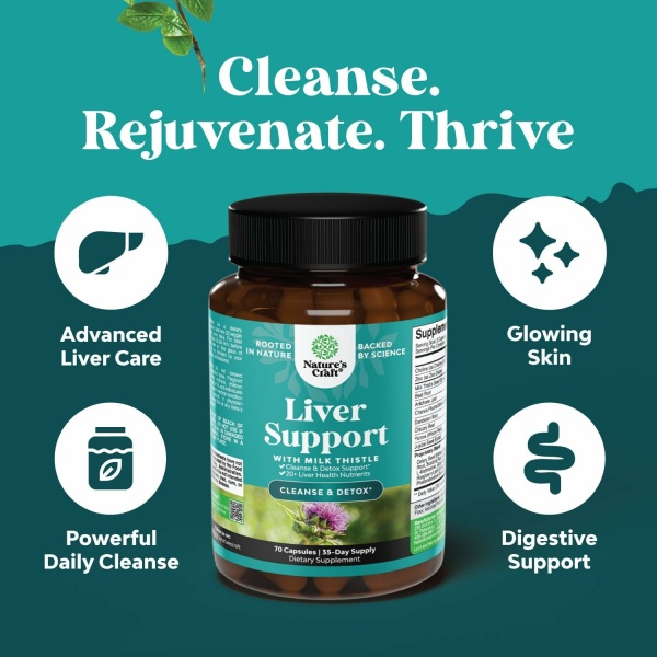 ⁦Liver Cleanse and Detox & Repair Formula - Herbal Liver Support Supplement with Milk Thistle Dandelion Root & Artichoke Extract for Liver Health - Silymarin Milk Thistle Liver Detox Capsules-70 Capsules⁩ - الصورة ⁦4⁩