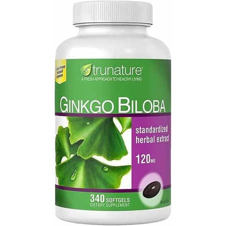 Trunature Ginkgo Biloba Standardized Herbal Extract 120mg, 340 Softgels