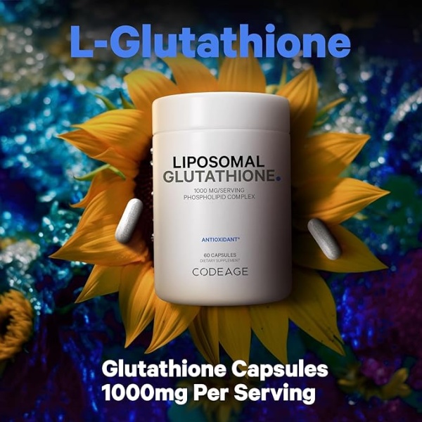 Codeage Liposomal Glutathione 1000 mg | glutathione Antioxidant Phospholipid Complex 60 Capsules