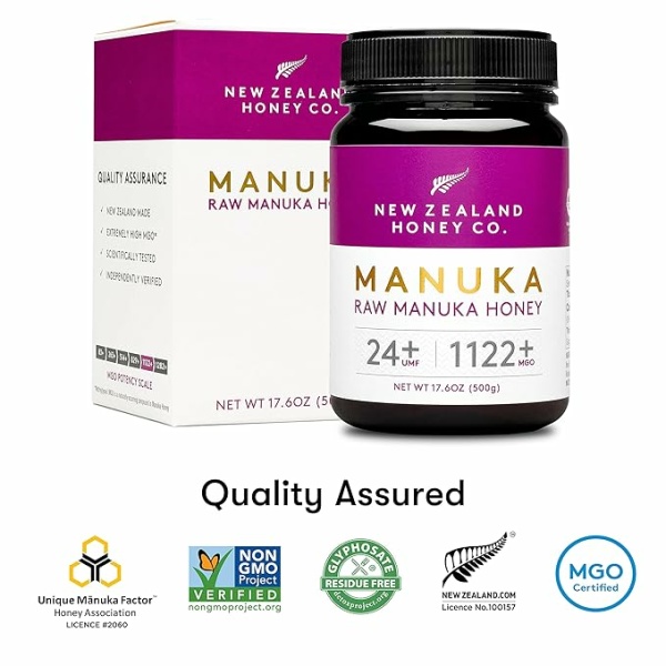 New Zealand Honey Co. Raw Manuka Honey UMF 24+ / MGO 1122+, UMF Certified / 17.6oz